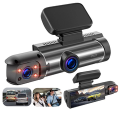 Camera Tripla VELO™ Auto 8MP 3 in 1 + camera spate inclusa, Full HD 1080p, asistenta parcare, 3 Camere – Fata, Spate, Interior