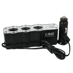 Priza TRIPLA cu 1 x USB si 3 x iesiri auto 12V